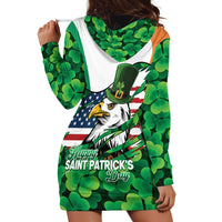 Irish American St Patrick's Day Hoodie Dress USA Eagle Leprechaun Hat Shamrock Pattern