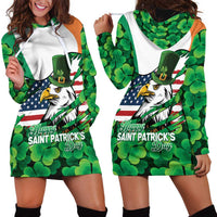 Irish American St Patrick's Day Hoodie Dress USA Eagle Leprechaun Hat Shamrock Pattern