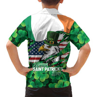 Irish American St Patrick's Day Kid Hawaiian Shirt USA Eagle Leprechaun Hat Shamrock Pattern