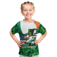 Irish American St Patrick's Day Kid T Shirt USA Eagle Leprechaun Hat Shamrock Pattern
