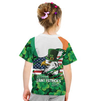 Irish American St Patrick's Day Kid T Shirt USA Eagle Leprechaun Hat Shamrock Pattern
