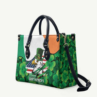 Irish American St Patrick's Day Leather Bag USA Eagle Leprechaun Hat Shamrock Pattern