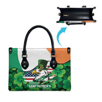 Irish American St Patrick's Day Leather Bag USA Eagle Leprechaun Hat Shamrock Pattern