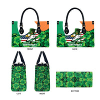 Irish American St Patrick's Day Leather Bag USA Eagle Leprechaun Hat Shamrock Pattern