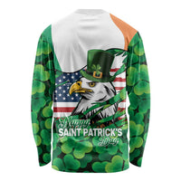 Irish American St Patrick's Day Long Sleeve Shirt USA Eagle Leprechaun Hat Shamrock Pattern
