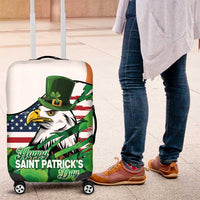 Irish American St Patrick's Day Luggage Cover USA Eagle Leprechaun Hat Shamrock Pattern
