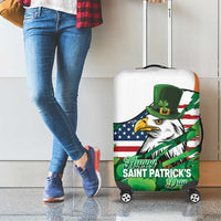 Irish American St Patrick's Day Luggage Cover USA Eagle Leprechaun Hat Shamrock Pattern