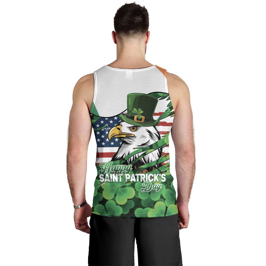 Irish American St Patrick's Day Men Tank Top USA Eagle Leprechaun Hat Shamrock Pattern