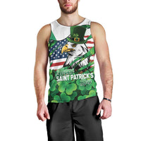 Irish American St Patrick's Day Men Tank Top USA Eagle Leprechaun Hat Shamrock Pattern