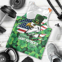 Irish American St Patrick's Day Men Tank Top USA Eagle Leprechaun Hat Shamrock Pattern