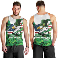 Irish American St Patrick's Day Men Tank Top USA Eagle Leprechaun Hat Shamrock Pattern