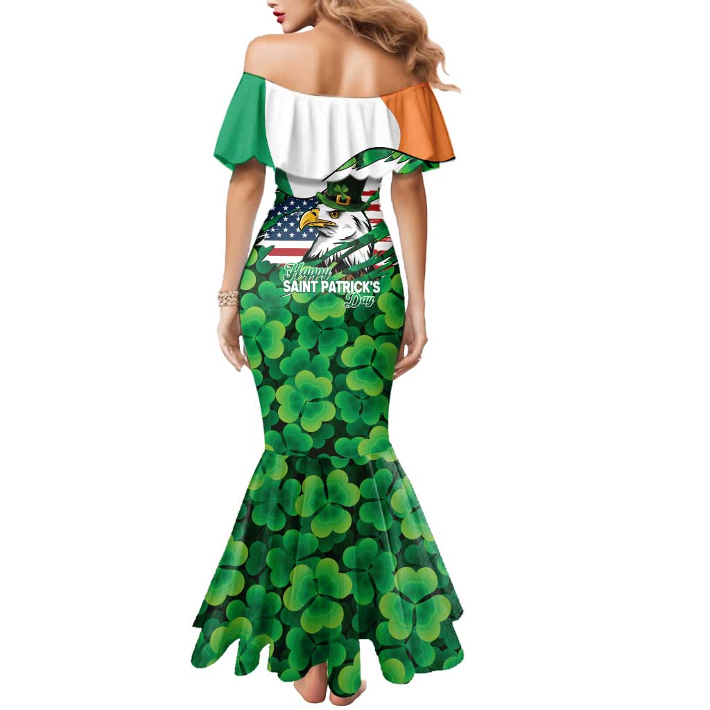 Irish American St Patrick's Day Mermaid Dress USA Eagle Leprechaun Hat Shamrock Pattern