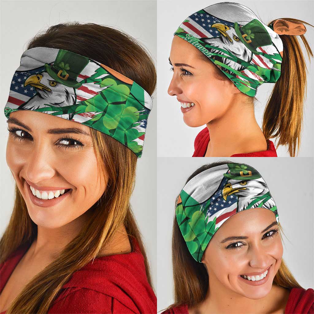 Irish American St Patrick's Day Neck Gaiter USA Eagle Leprechaun Hat Shamrock Pattern
