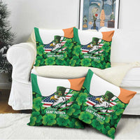 Irish American St Patrick's Day Pillow Cover USA Eagle Leprechaun Hat Shamrock Pattern