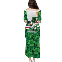 Irish American St Patrick's Day Puletasi USA Eagle Leprechaun Hat Shamrock Pattern