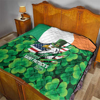 Irish American St Patrick's Day Quilt USA Eagle Leprechaun Hat Shamrock Pattern