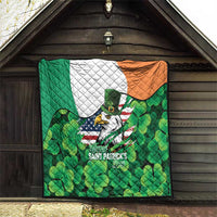 Irish American St Patrick's Day Quilt USA Eagle Leprechaun Hat Shamrock Pattern