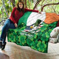 Irish American St Patrick's Day Quilt USA Eagle Leprechaun Hat Shamrock Pattern
