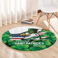 Irish American St Patrick's Day Round Carpet USA Eagle Leprechaun Hat Shamrock Pattern