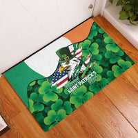 Irish American St Patrick's Day Rubber Doormat USA Eagle Leprechaun Hat Shamrock Pattern