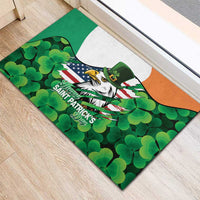 Irish American St Patrick's Day Rubber Doormat USA Eagle Leprechaun Hat Shamrock Pattern