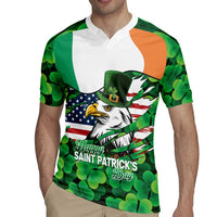Irish American St Patrick's Day Rugby Jersey USA Eagle Leprechaun Hat Shamrock Pattern
