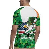 Irish American St Patrick's Day Rugby Jersey USA Eagle Leprechaun Hat Shamrock Pattern