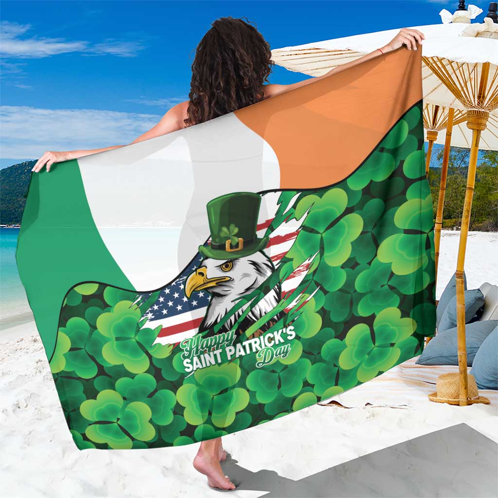 Irish American St Patrick's Day Sarong USA Eagle Leprechaun Hat Shamrock Pattern