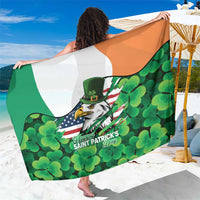 Irish American St Patrick's Day Sarong USA Eagle Leprechaun Hat Shamrock Pattern