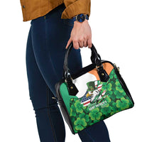 Irish American St Patrick's Day Shoulder Handbag USA Eagle Leprechaun Hat Shamrock Pattern
