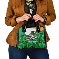 Irish American St Patrick's Day Shoulder Handbag USA Eagle Leprechaun Hat Shamrock Pattern