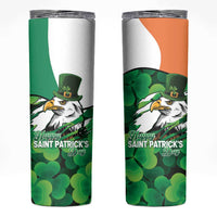 Irish American St Patrick's Day Skinny Tumbler USA Eagle Leprechaun Hat Shamrock Pattern