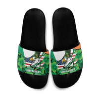 Irish American St Patrick's Day Slide Sandals USA Eagle Leprechaun Hat Shamrock Pattern