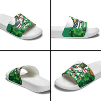 Irish American St Patrick's Day Slide Sandals USA Eagle Leprechaun Hat Shamrock Pattern