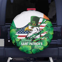 Irish American St Patrick's Day Spare Tire Cover USA Eagle Leprechaun Hat Shamrock Pattern