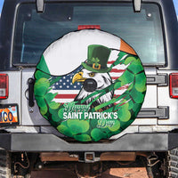 Irish American St Patrick's Day Spare Tire Cover USA Eagle Leprechaun Hat Shamrock Pattern