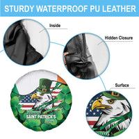 Irish American St Patrick's Day Spare Tire Cover USA Eagle Leprechaun Hat Shamrock Pattern