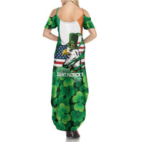 Irish American St Patrick's Day Summer Maxi Dress USA Eagle Leprechaun Hat Shamrock Pattern