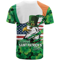 Irish American St Patrick's Day T Shirt USA Eagle Leprechaun Hat Shamrock Pattern