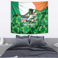 Irish American St Patrick's Day Tapestry USA Eagle Leprechaun Hat Shamrock Pattern