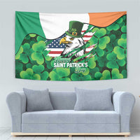 Irish American St Patrick's Day Tapestry USA Eagle Leprechaun Hat Shamrock Pattern