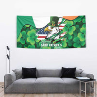 Irish American St Patrick's Day Tapestry USA Eagle Leprechaun Hat Shamrock Pattern