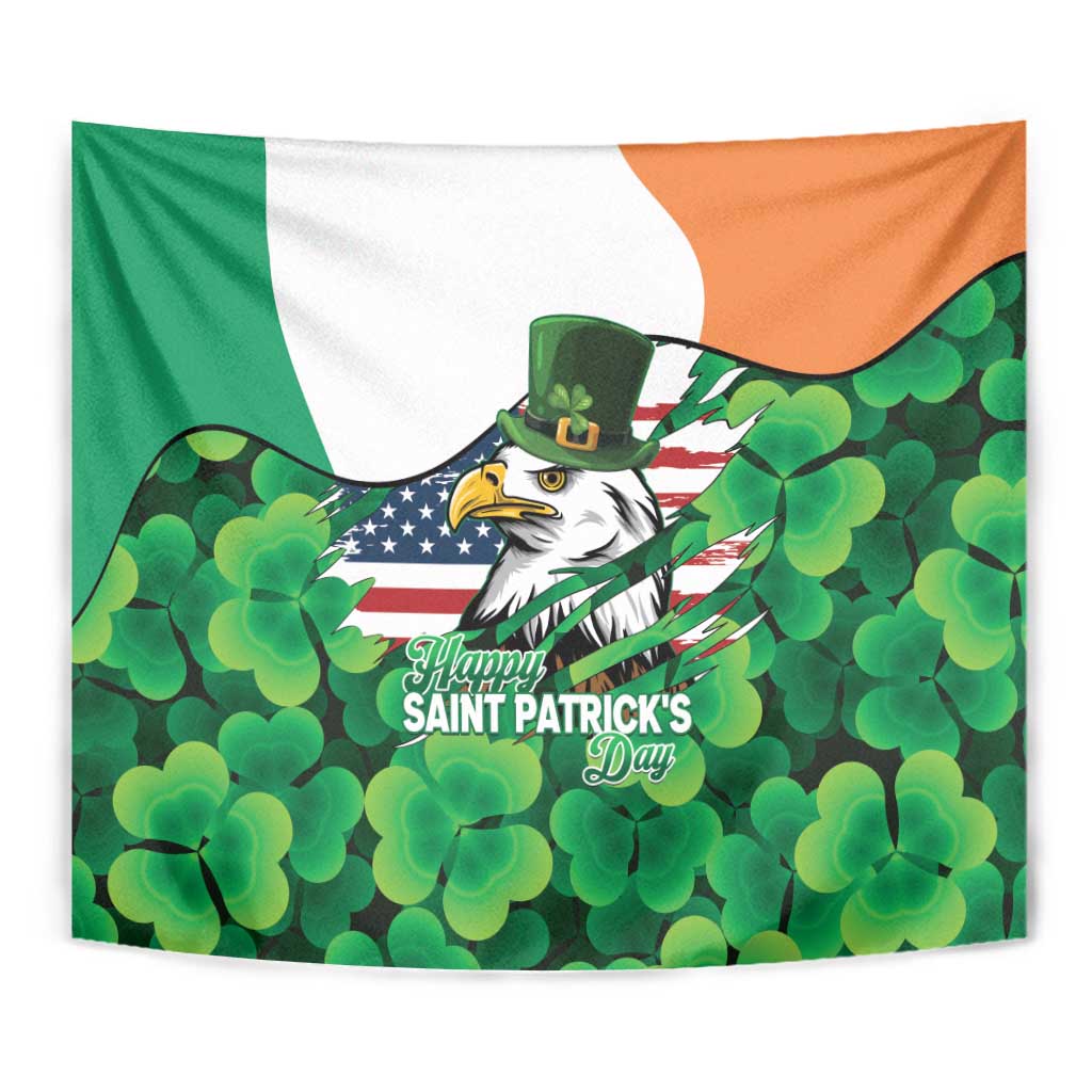 Irish American St Patrick's Day Tapestry USA Eagle Leprechaun Hat Shamrock Pattern
