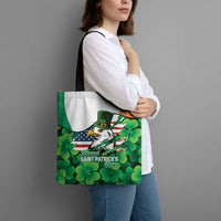 Irish American St Patrick's Day Tote Bag USA Eagle Leprechaun Hat Shamrock Pattern