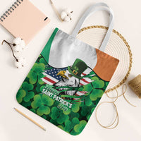 Irish American St Patrick's Day Tote Bag USA Eagle Leprechaun Hat Shamrock Pattern