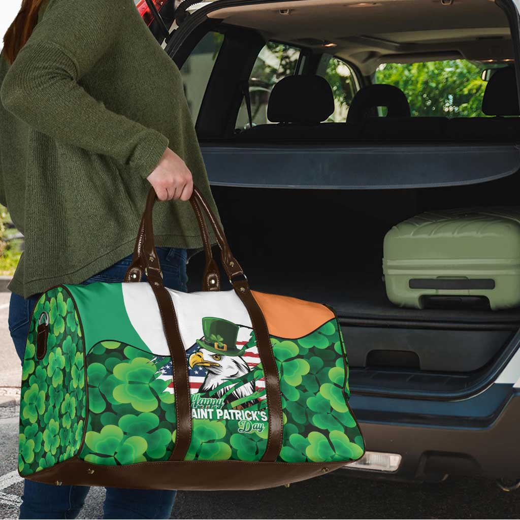 Irish American St Patrick's Day Travel Bag USA Eagle Leprechaun Hat Shamrock Pattern