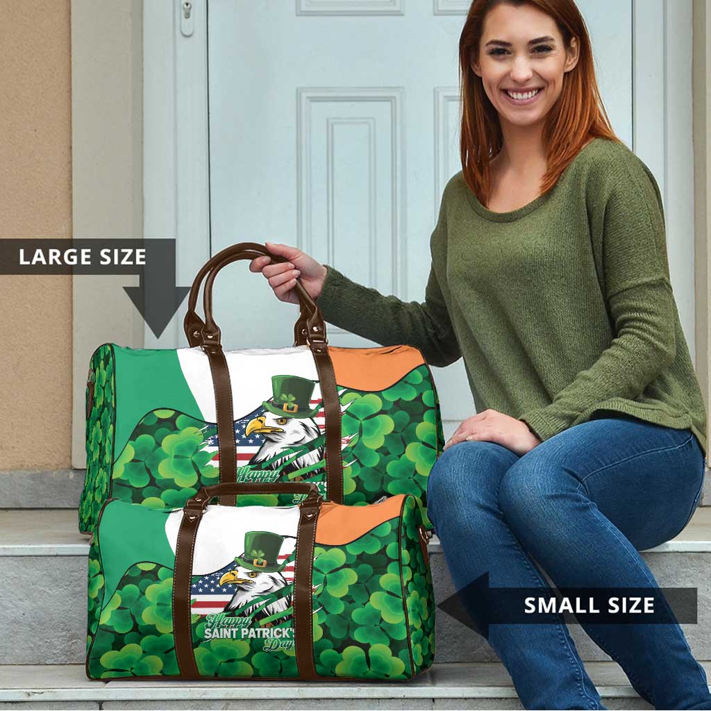 Irish American St Patrick's Day Travel Bag USA Eagle Leprechaun Hat Shamrock Pattern