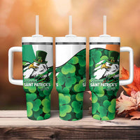 Irish American St Patrick's Day Tumbler With Handle USA Eagle Leprechaun Hat Shamrock Pattern