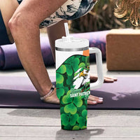 Irish American St Patrick's Day Tumbler With Handle USA Eagle Leprechaun Hat Shamrock Pattern