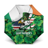 Irish American St Patrick's Day Umbrella USA Eagle Leprechaun Hat Shamrock Pattern